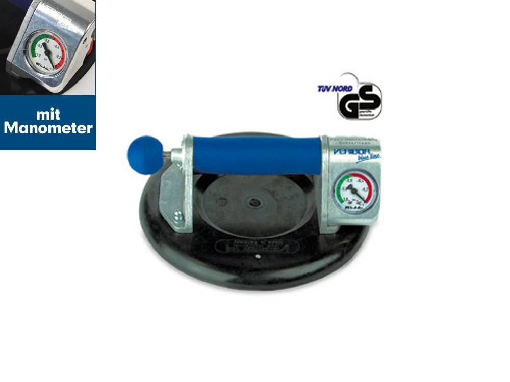 Veribor® Blue Line suction cup with pressure gauge.